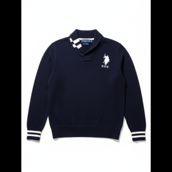 Classy U.S. Polo Assn. Navy V-Neck Sweater for Men Size XL - Picture 3 of 5